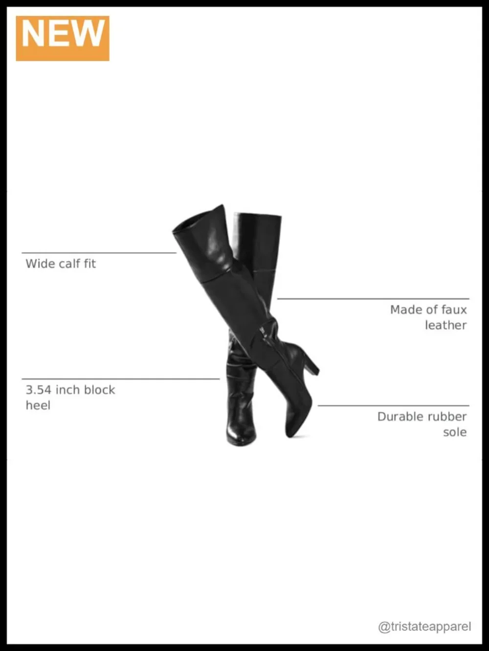Thigh High Boots Women Wide Calf Over Knee Chunky Heel Faux Leather Pointed Toe